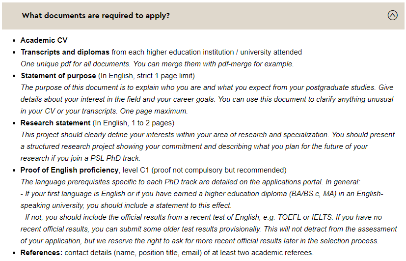 24fall申請季 | PSL碩博連讀PhD項目申請時間公布