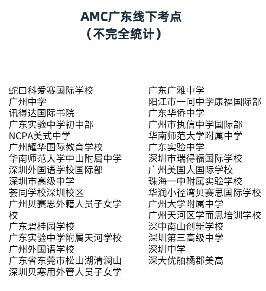 AMC數學競賽考試注意事項，附AMC中國區考點查詢網址