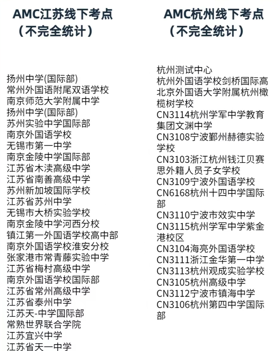 AMC數學競賽考試注意事項，附AMC中國區考點查詢網址