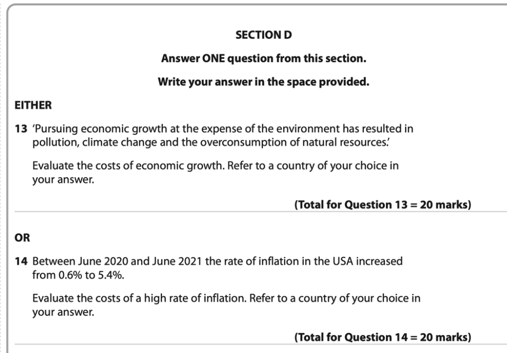 EDEXCEL 經濟 U2 Cost of inflation and economic growth