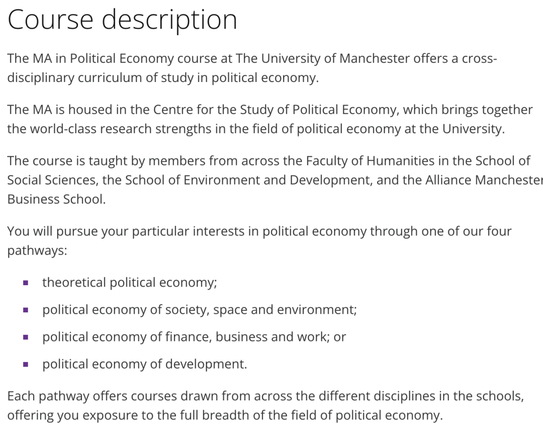 英國留學 | 曼徹斯特大學政治經濟文學碩士