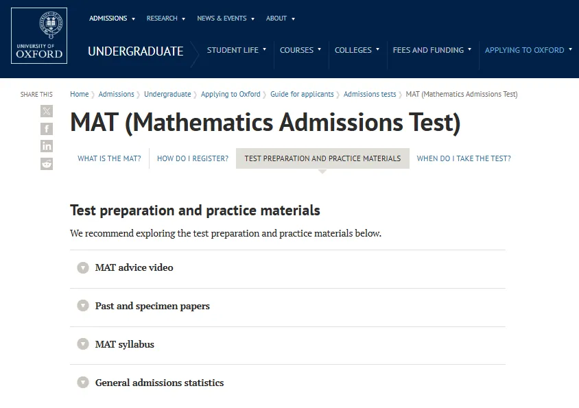 牛津大學宣布MAT/PAT/TSA等筆試細節，筆試注冊(ce) 8月15日正式開始！