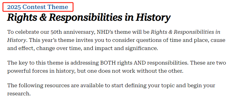 悄咪咪放題！National History Day美國國家曆史日競賽2025年主題發布！